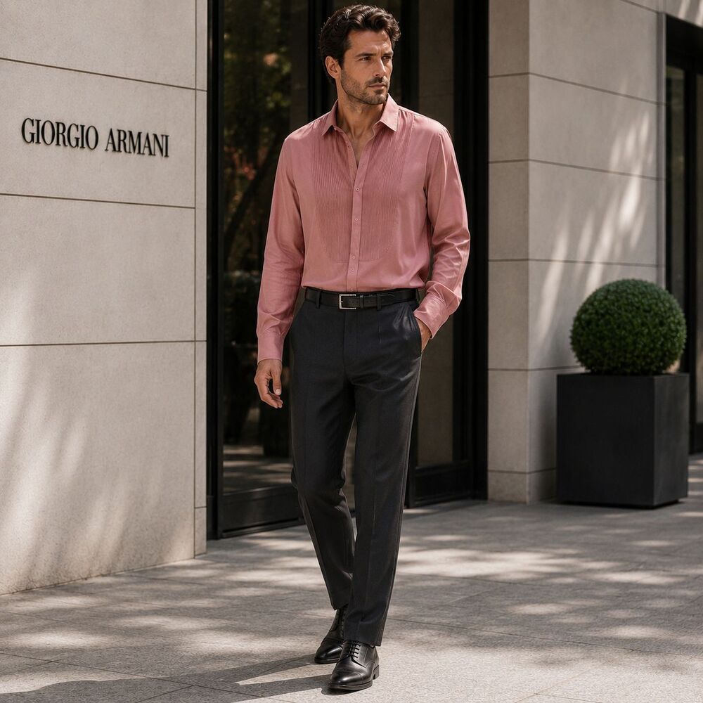 GIORGIO ARMANI LE COLLEZIONI Men's Shirt 16.5 Pleated Tuxedo ITALY MADE VINTAGE